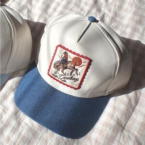 Blue and White Cap with Embroidered Patch